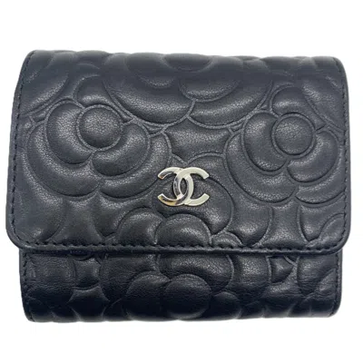 Pre-owned Chanel Black Leather Wallet (tri-fold) ()