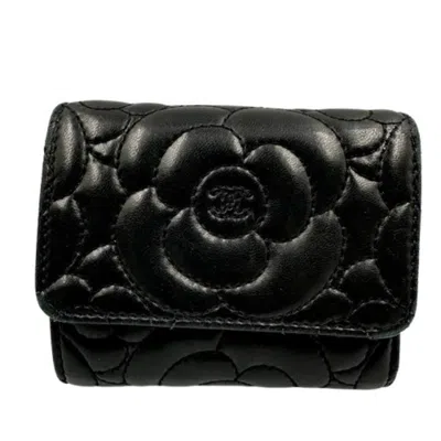 Pre-owned Chanel Black Leather Wallet (tri-fold) ()
