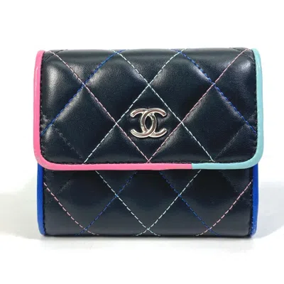 Pre-owned Chanel Black Leather Wallet (tri-fold) ()