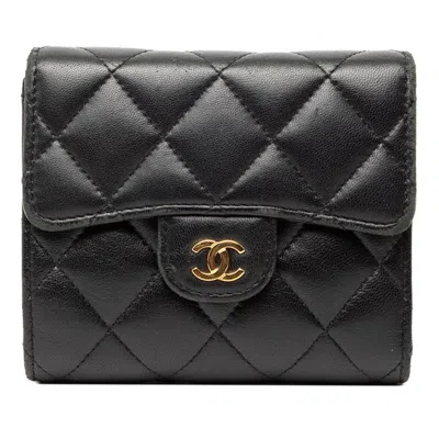 Pre-owned Chanel Black Leather Wallet (tri-fold) ()