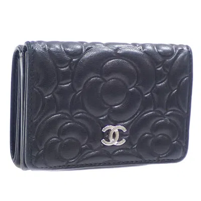 Pre-owned Chanel Black Leather Wallet (tri-fold) ()