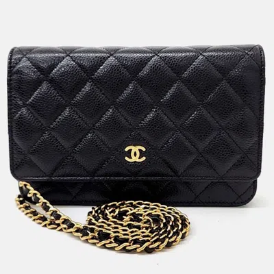 Pre-owned Chanel Black Leather Woc Mini Crossbody Bag