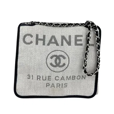 Pre-owned Chanel Black Light Gray Nylon Canvas Shoulder Bag ()
