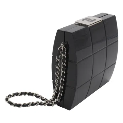 Pre-owned Chanel Black Lucite Minaudiere Clutch / Chain Wristlet Collectors Spring 2002