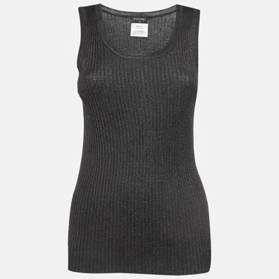 Pre-owned Chanel Black Lurex Knit Tank Top S
