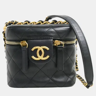 Pre-owned Chanel Black Matelasse Small Vanity Chain Shoulder Bag