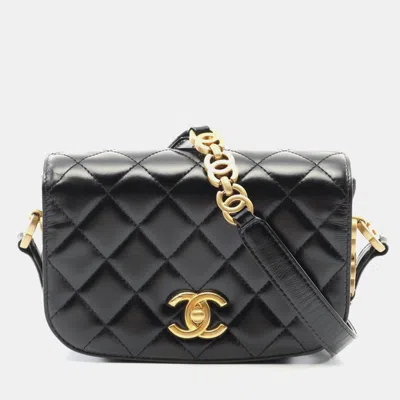 Pre-owned Chanel Black Matelasse Suede Leather Chain Crossbody Bag
