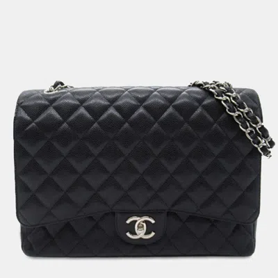 Pre-owned Chanel Black Maxi Classic Caviar Double Flap