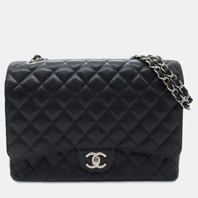 Pre-owned Chanel Black Maxi Classic Caviar Double Flap