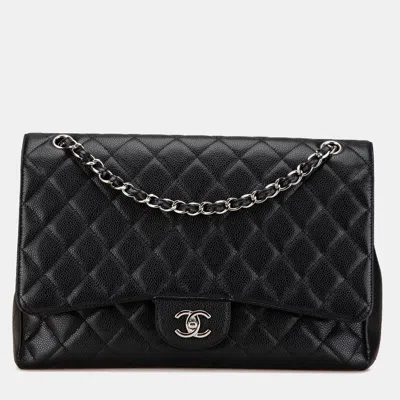 Pre-owned Chanel Black Maxi Classic Caviar Single Flap