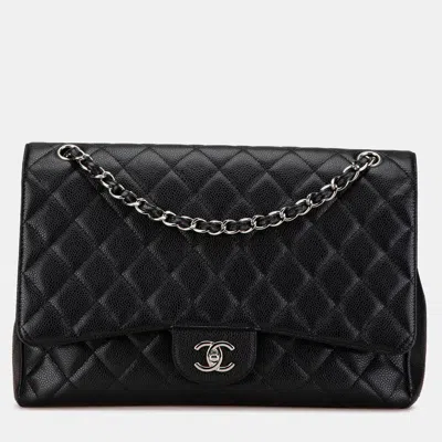 Pre-owned Chanel Black Maxi Classic Caviar Single Flap