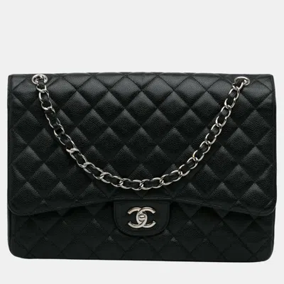 Pre-owned Chanel Black Maxi Classic Caviar Single Flap