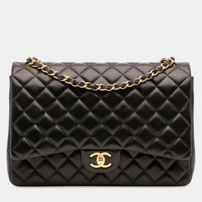 Pre-owned Chanel Black Maxi Classic Lambskin Double Flap