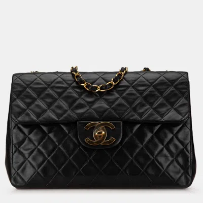 Pre-owned Chanel Black Maxi Xl Classic Lambskin Single Flap