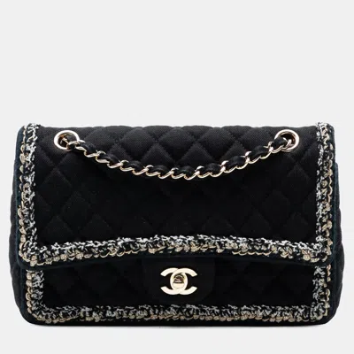 Pre-owned Chanel Black Medium Classic Denim Braided Single Flap