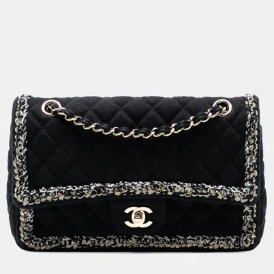 Pre-owned Chanel Black Medium Classic Denim Braided Single Flap