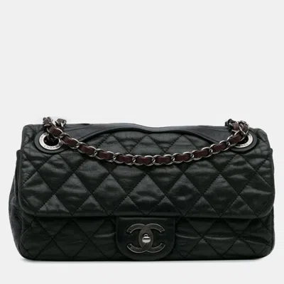 Pre-owned Chanel Black Medium Iridescent Calfskin In The Mix Flap