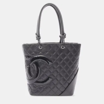 Pre-owned Chanel Black Medium Lambskin Cambon Ligne Tote