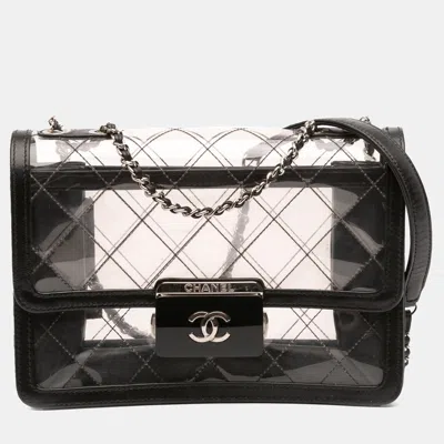 Pre-owned Chanel Black Medium Pvc Naked Beauty Lock Flap