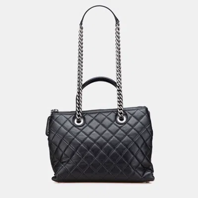Pre-owned Chanel Black Medium Quilted Calfskin Boy Chained Tote