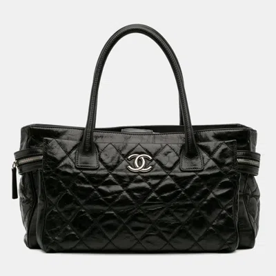 Pre-owned Chanel Black Medium Quilted Glazed Calfskin Executive Tote