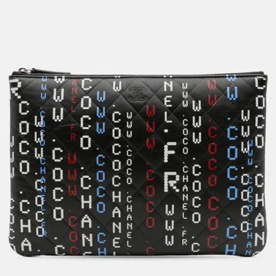 Pre-owned Chanel Black Medium Quilted Lambskin Data Center O Case Clutch