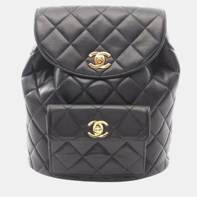Pre-owned Chanel Black Medium Quilted Lambskin Duma Backpack