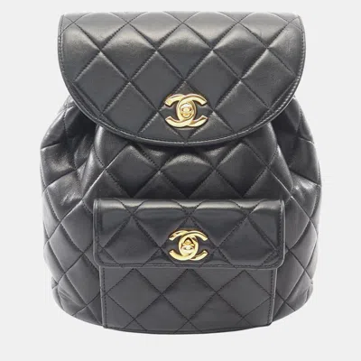 Pre-owned Chanel Black Medium Quilted Lambskin Duma Backpack