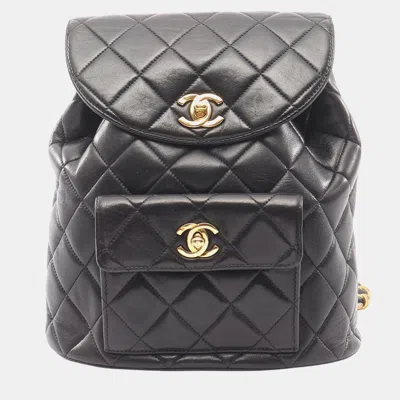 Pre-owned Chanel Black Medium Quilted Lambskin Duma Backpack