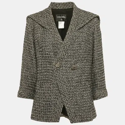 Pre-owned Chanel Black Metallic Tweed Jacket Xl
