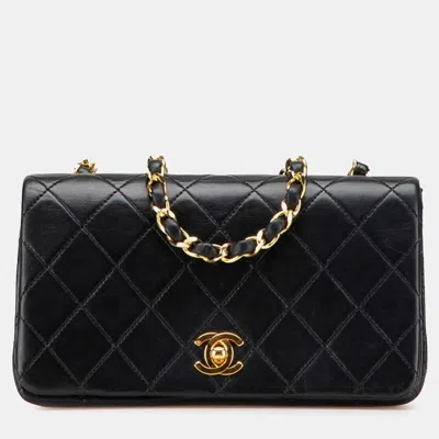 Pre-owned Chanel Black Mini Cc Quilted Lambskin Full Flap