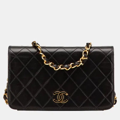 Pre-owned Chanel Black Mini Cc Quilted Lambskin Full Flap