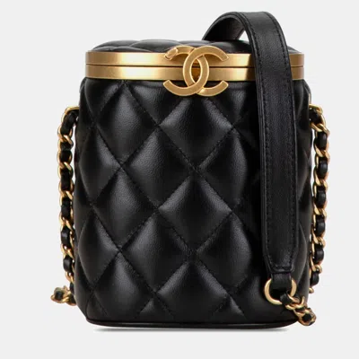 Pre-owned Chanel Black Mini Lambskin Crown Box Bag
