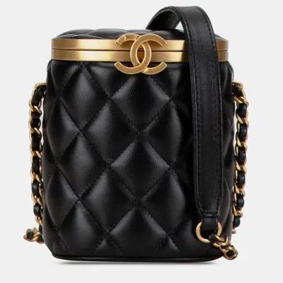 Pre-owned Chanel Black Mini Lambskin Crown Box Bag