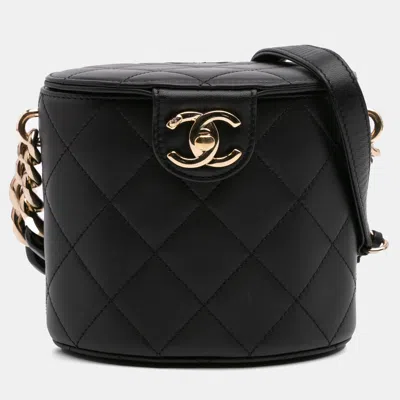 Pre-owned Chanel Black Mini Lambskin Elegant Chain Vanity Case