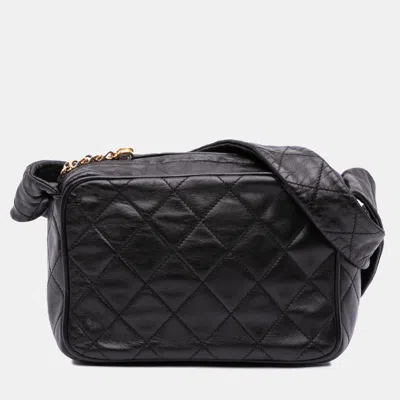 Pre-owned Chanel Black Mini Quilted Lambskin Camera Crossbody