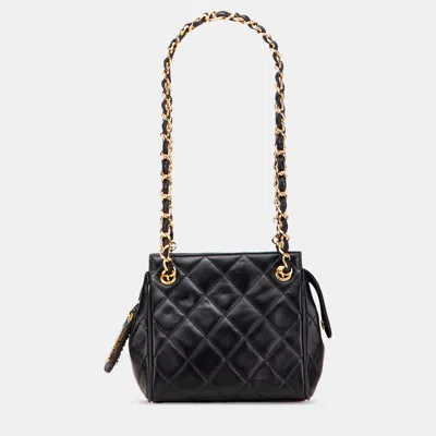 Pre-owned Chanel Black Mini Quilted Lambskin Chain Shoulder Bag