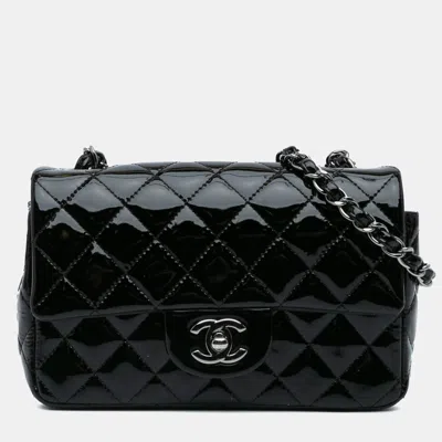Pre-owned Chanel Black Mini Rectangular Classic Patent Single Flap