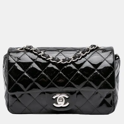 Pre-owned Chanel Black Mini Rectangular Classic Patent Single Flap