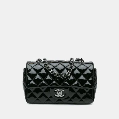 Pre-owned Chanel Black Mini Rectangular Classic Patent Single Flap