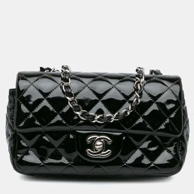 Pre-owned Chanel Black Mini Rectangular Classic Patent Single Flap