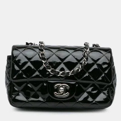 Pre-owned Chanel Black Mini Rectangular Classic Patent Single Flap