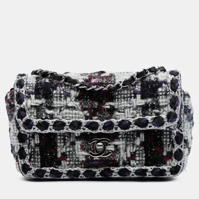 Pre-owned Chanel Black Mini Rectangular Quilted Tweed Single Flap