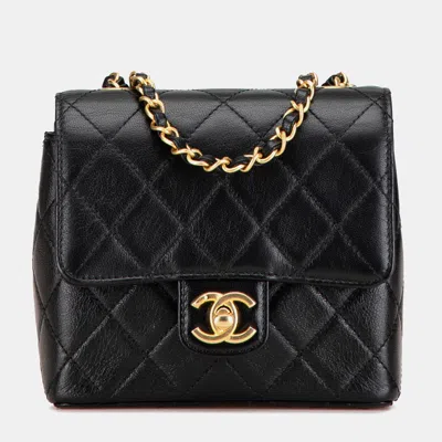 Pre-owned Chanel Black Mini Square Classic Goatskin Retro Flap