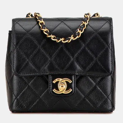 Pre-owned Chanel Black Mini Square Classic Goatskin Retro Flap