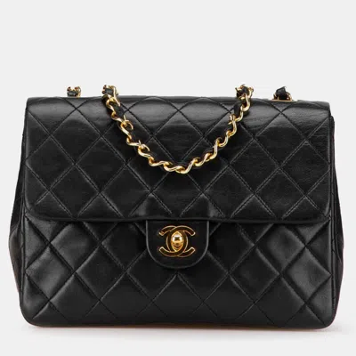 Pre-owned Chanel Black Mini Square Classic Lambskin Flap