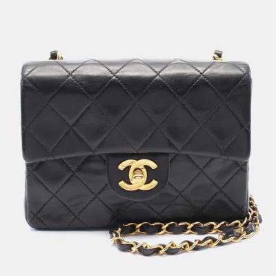 Pre-owned Chanel Black Mini Square Classic Lambskin Single Flap