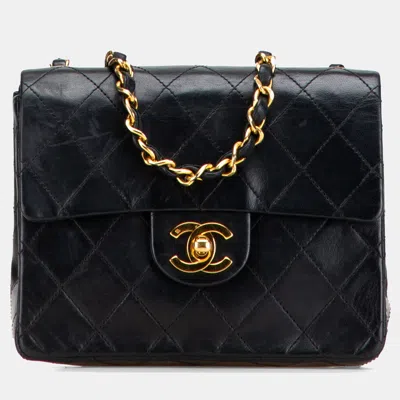Pre-owned Chanel Black Mini Square Classic Lambskin Single Flap