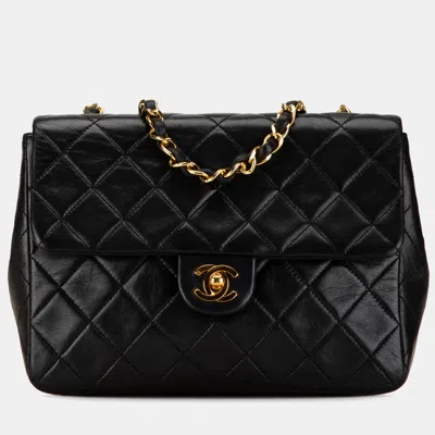 Pre-owned Chanel Black Mini Square Classic Lambskin Single Flap Shoulder Bag