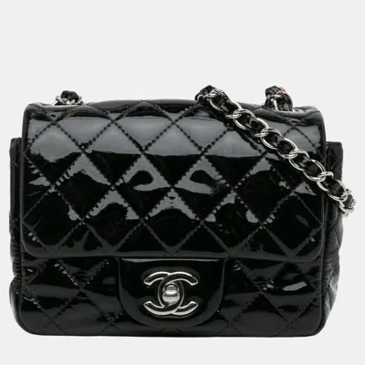 Pre-owned Chanel Black Mini Square Classic Patent Single Flap